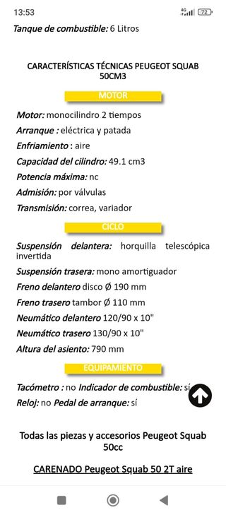 Escúter Peugeot Squad 50cc