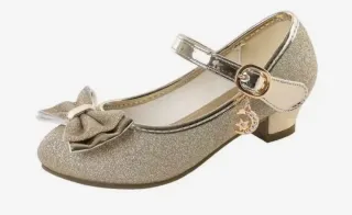 Zapatos niña dorados brillantes con tacon T.33