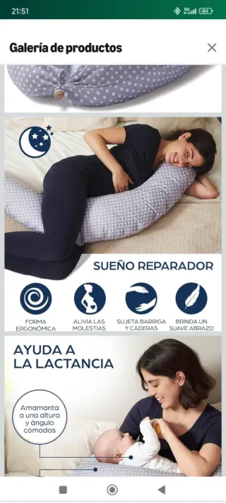 Cojín Embarazo Niimo XXL Gris Lunares