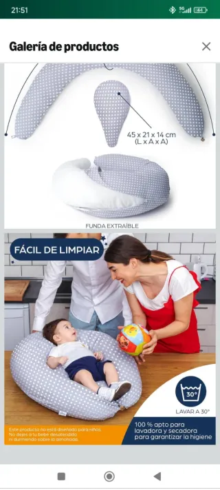 Cojín Embarazo Niimo XXL Gris Lunares