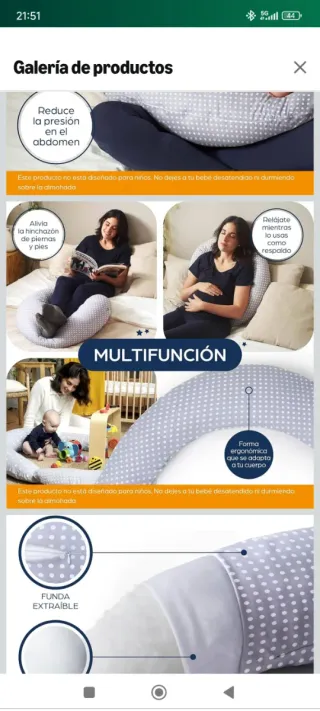 Cojín Embarazo Niimo XXL Gris Lunares