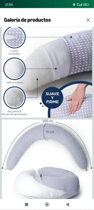 Cojín Embarazo Niimo XXL Gris Lunares