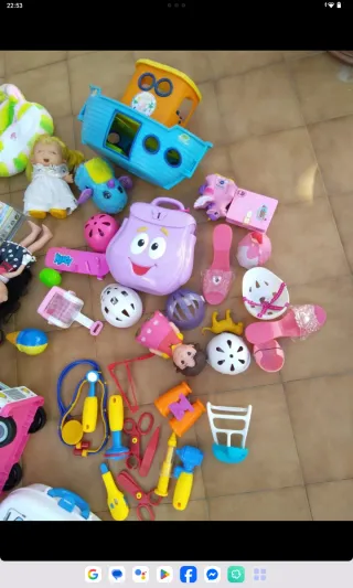 Lote Juguetes Muñecas Barco Ambulancia Patineta