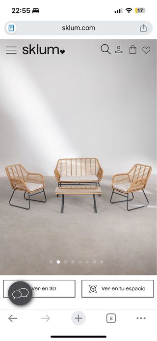 Mesa centro y 1 silla ratán Sklum