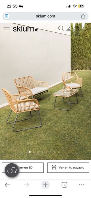 Mesa centro y 1 silla ratán Sklum