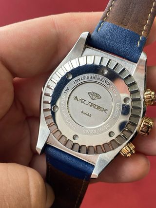 Reloj Suizo Murex Cronógrafo Dorado Azul