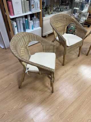Juego de 3 Sillas de Mimbre