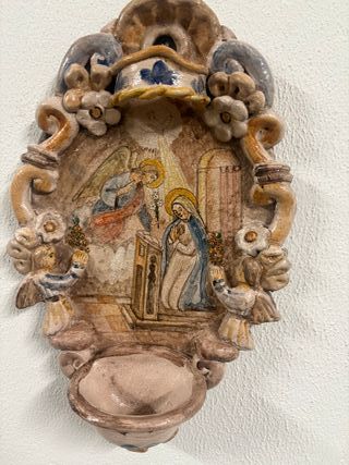 Acquasantiera Madonna Annunciazione Terracotta