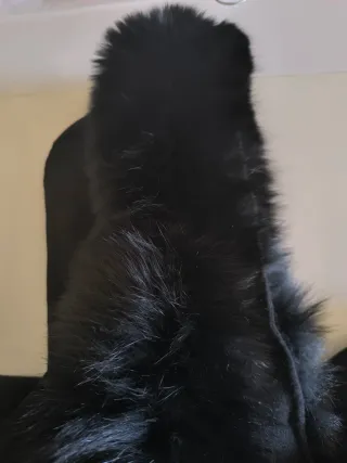 Abrigo negro con capucha y pelo