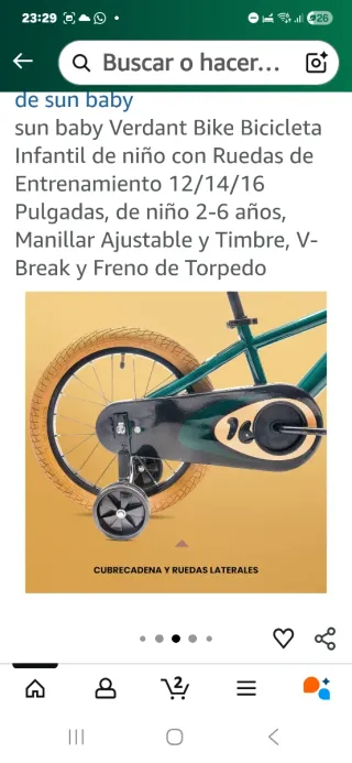 Bicicleta infantil verde 14 pulgadas