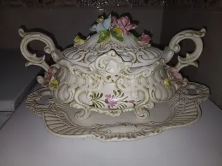 Sopera decorativa cerámica floral