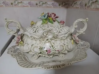 Sopera decorativa cerámica floral