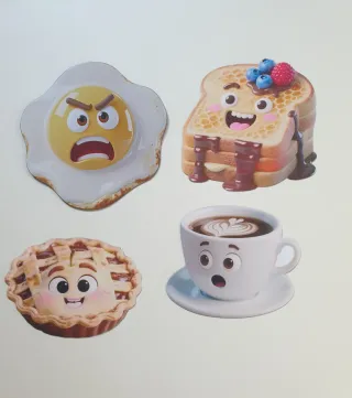 4 Imánes divertido desayuno animado