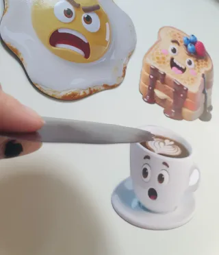 4 Imánes divertido desayuno animado