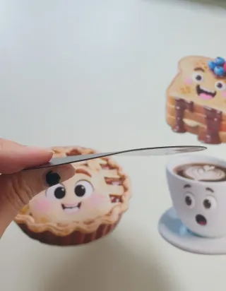 4 Imánes divertido desayuno animado