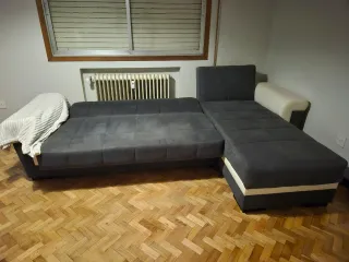 URGE VENTA Sofá Cama Chaiselongue Gris y Blanco
