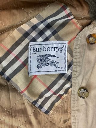 Abrigo Burberry Beige con Capucha y Pelo L