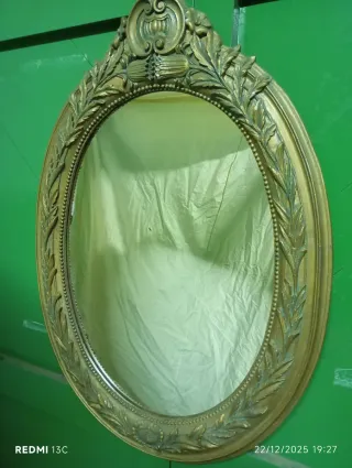 Espejo Ovalado Dorado Antiguo