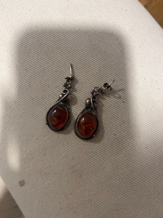 Pendientes Plata y Ámbar Marrón