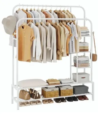 Perchero Doble Rieles Metal Blanco