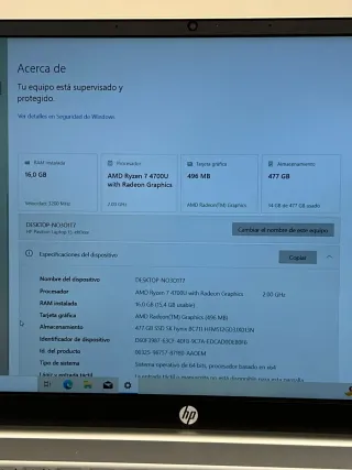 Portátil HP Pavilion 15 Ryzen 7 512GB 15.6 FJD