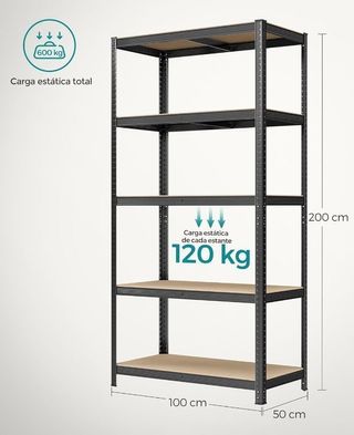 SONGMICS Estanteria Pesada 5 Niveles  Carga 600kg