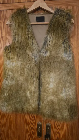 Chaleco pelo sintético marrón/verde