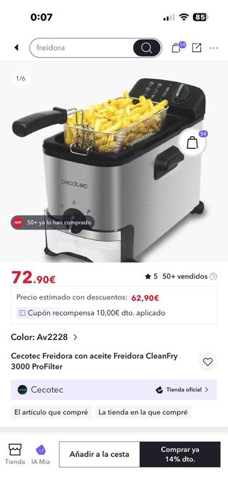 Freidora Eléctrica de aceite Cecote