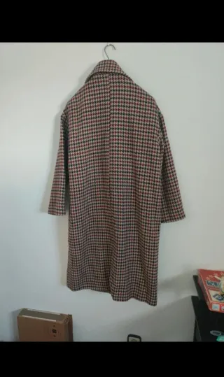 Abrigo estampado cuadros de lana sin estrenar