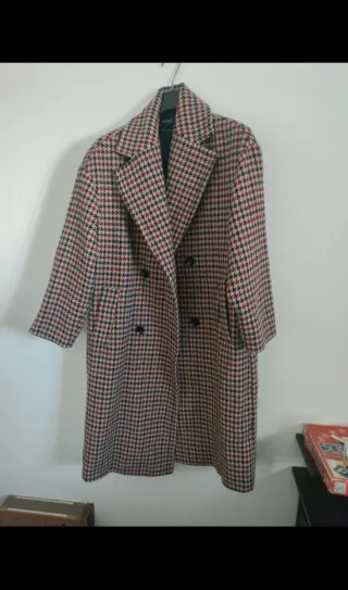 Abrigo estampado cuadros de lana sin estrenar