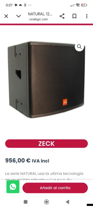 Subwoofer Zech Natural 12sub v.4 Negro