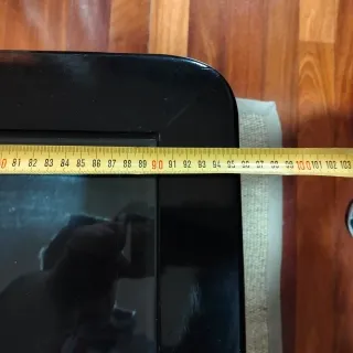 Mesa auxiliar cristal y madera negra