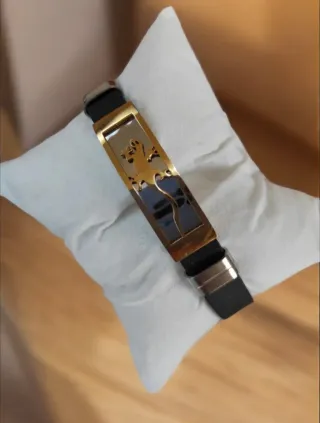 Bracciale uomo nero e oro