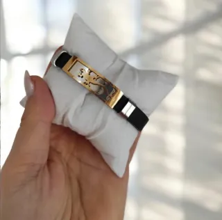 Bracciale uomo nero e oro