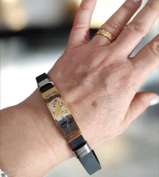 Bracciale uomo nero e oro