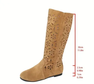 Botas de mujer beige con diseño floral