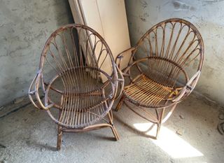 Pareja de sillas de ratán