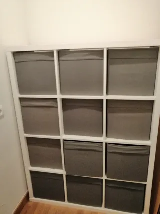 Estantería Kallax 12 Cubos + Cajas Grises