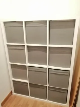 Estantería Kallax 12 Cubos + Cajas Grises