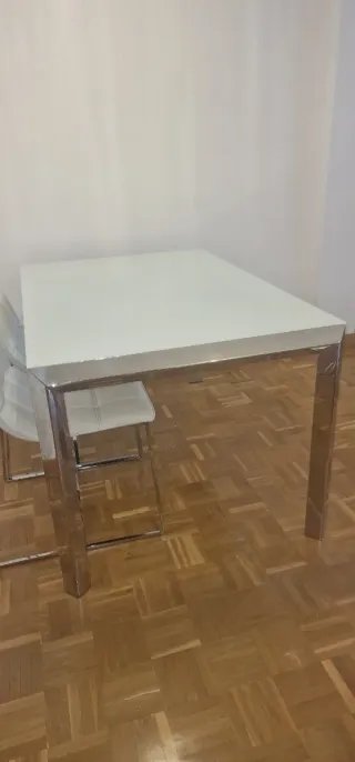 Mesa Comedor Cristal Templado y Acero