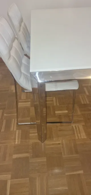 Mesa Comedor Cristal Templado y Acero