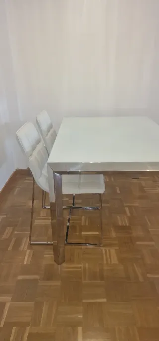 Mesa Comedor Cristal Templado y Acero