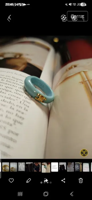 Anillo Celine Azul y Dorado