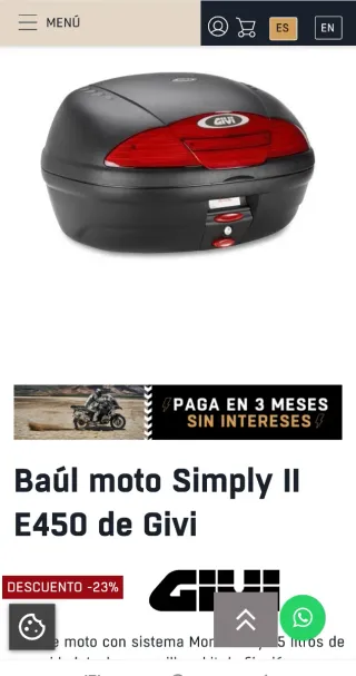Top Case,Baúl, cofre,Givi E450 Simply2 II 45L