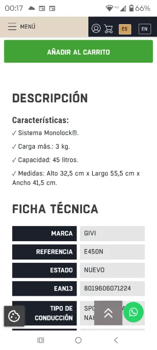 Top Case,Baúl, cofre,Givi E450 Simply2 II 45L