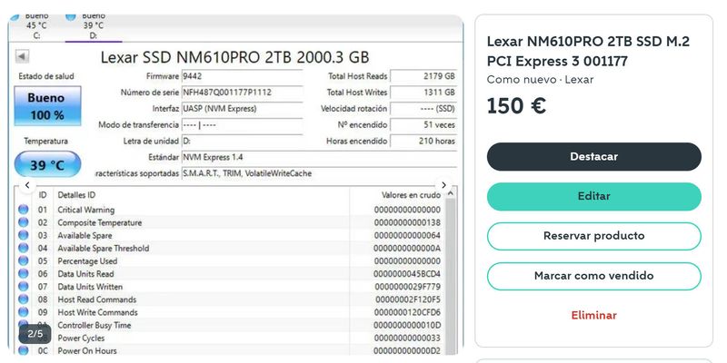 LOTE 10 UNIDADES NVME M.2 BPPPPPP afbeelding 8