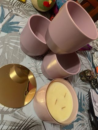 4 Macetas Cerámica y Vela con Tapa