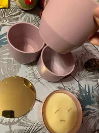4 Macetas Cerámica y Vela con Tapa