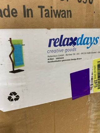 Relaxdays Portatoallas de Pie Zigzag, Toallero, 2 Barras, Toallas Mano y Paños Cocina, Madera y Metal, Negro y Marrón