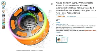 Altavoz Bluetooth Ducha, IP7 Impermeable Ventosa